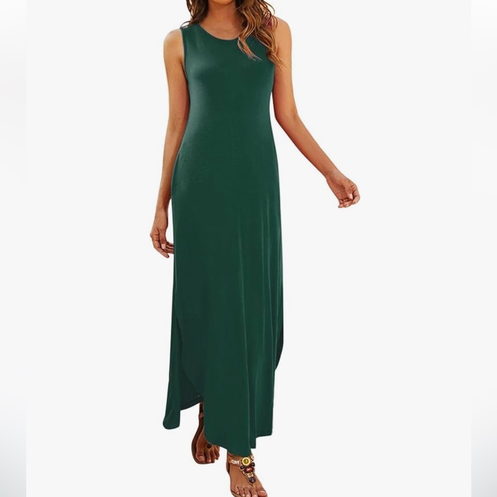 Women's Casual Summer Sleeveless Dress Loose Maxi Exquisite Dresses with Pockets
